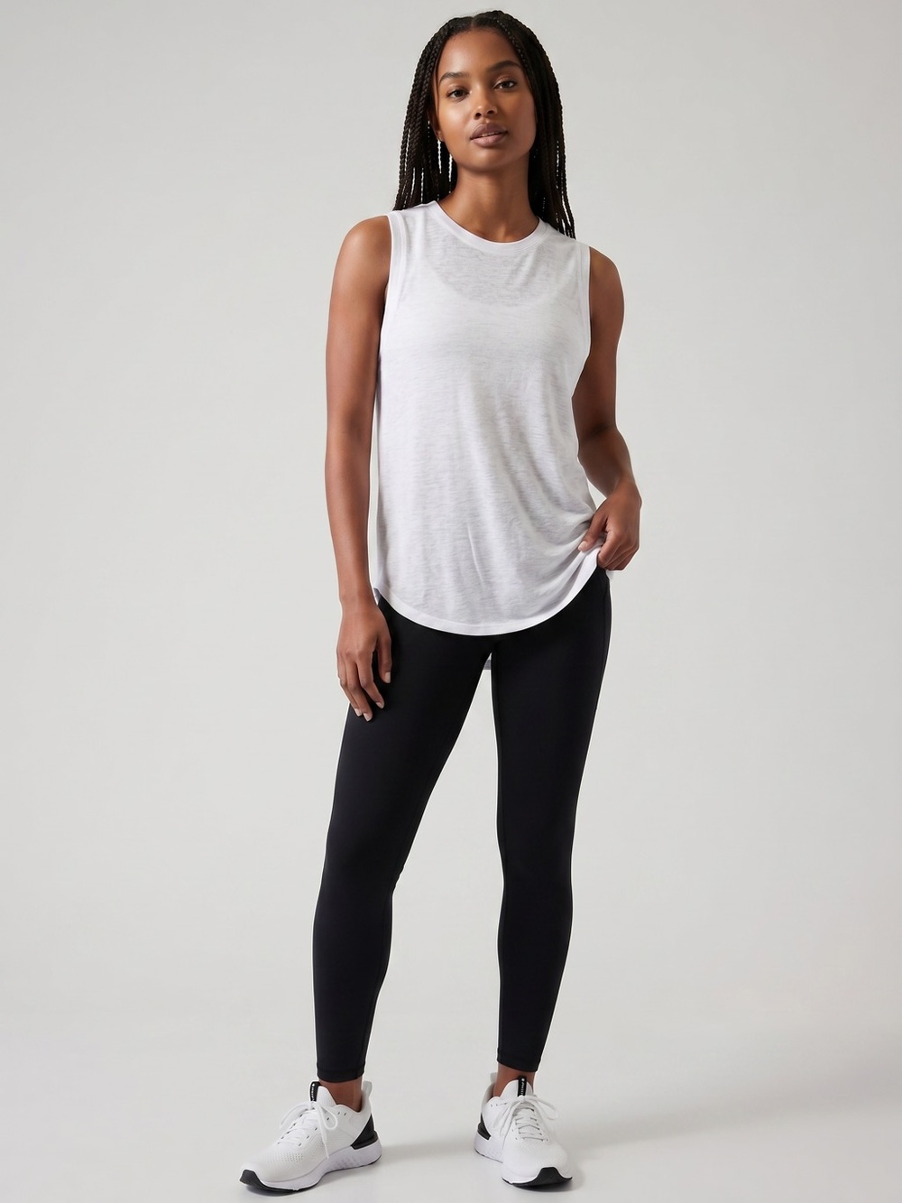 Athleta Breezy Tank White Lightweight Modal Blend Sleeveless Top Size Large Tall